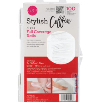 ASP Ultra Clear Full Coverage Nail Tips Stylish Coffin 100pk